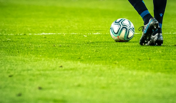 Football on pitch